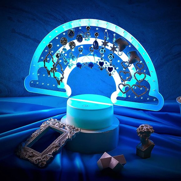 Jewelry - New LED Acrylic Earring Holder Stand Rainbow Acrylic Earrings Display Pegboard 1